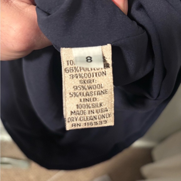 Lela Rose Wool Knee-length dress size 8 navy and black - Picture 4 of 8